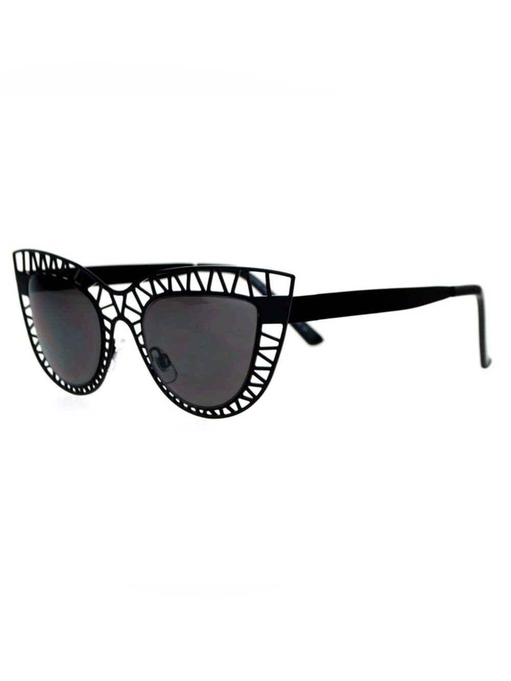 Black Cutout Cat Eye Sunglasses - Women's Fashion Accessory - Picture 4 of 5